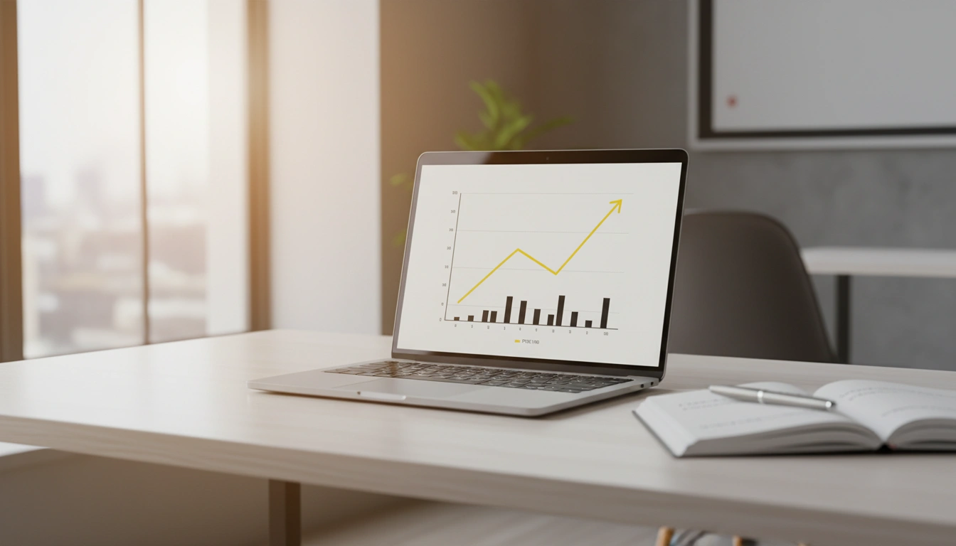 Laptop mit BVB-Statistikanalyse zeigt positive Leistungstrends